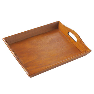 Retro Wooden Serving Tray – Bamboo Food & Cutlery Plate