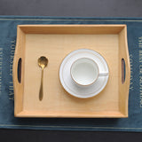 Retro Wooden Serving Tray – Bamboo Food & Cutlery Plate