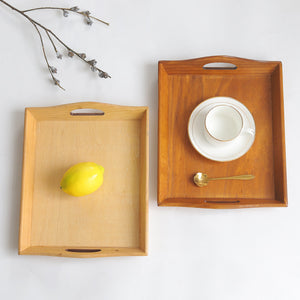 Retro Wooden Serving Tray – Bamboo Food & Cutlery Plate