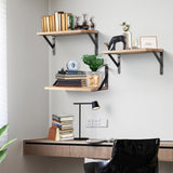 2x Wooden Floating Shelves Wall Mounted Display Storage Hold Rustic Industrial