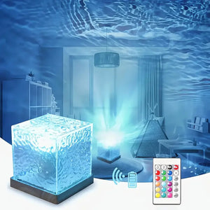 16 Color USB Charging Dynamic Rotating Water Wave Projector Night Glow Flame Crystal Light Living Room Bedroom Decor