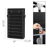 10 Tiers Shoe Rack With Dustproof Cover Closet Shoe Storage Cabinet Organizer Black