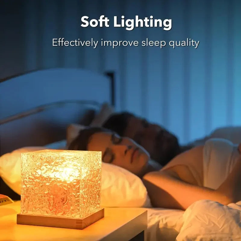 16 Color USB Charging Dynamic Rotating Water Wave Projector Night Glow Flame Crystal Light Living Room Bedroom Decor