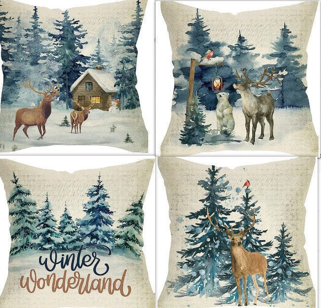 Winter Series Throw Pillow Cover Linen