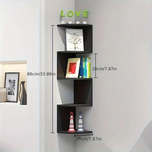 New 5 Tier Floating Wall Shelves Corner Shelf Storage Display Bookcase Unit