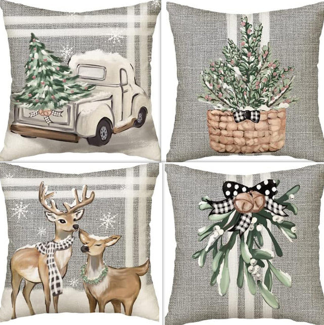 Winter Series Throw Pillow Cover Linen