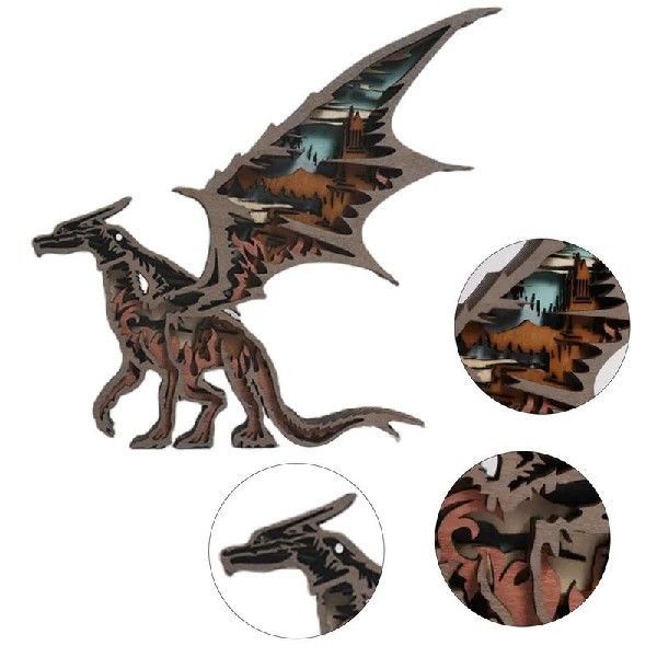 Hand Carved Wooden Dragons Wall Sculptures Forest