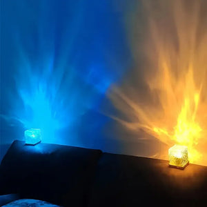 16 Color USB Charging Dynamic Rotating Water Wave Projector Night Glow Flame Crystal Light Living Room Bedroom Decor