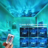 16 Color USB Charging Dynamic Rotating Water Wave Projector Night Glow Flame Crystal Light Living Room Bedroom Decor